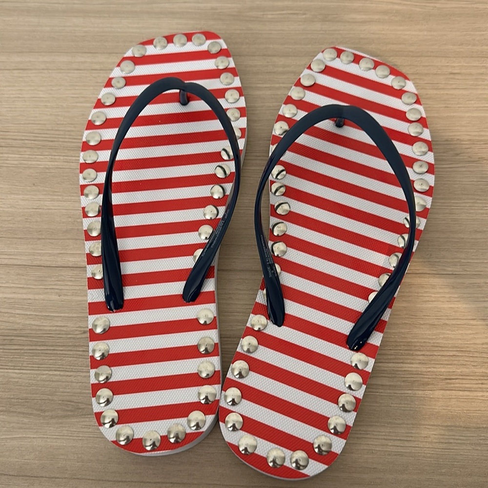 Handmade Silver Studded Square Flip Flops